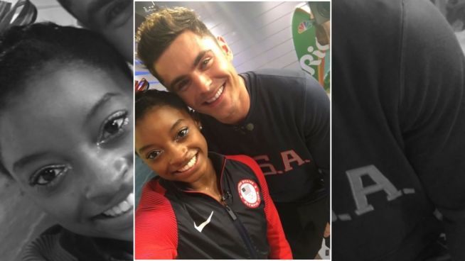 Olympia: Turnerin Biles bekommt Kuss von Zac Efron